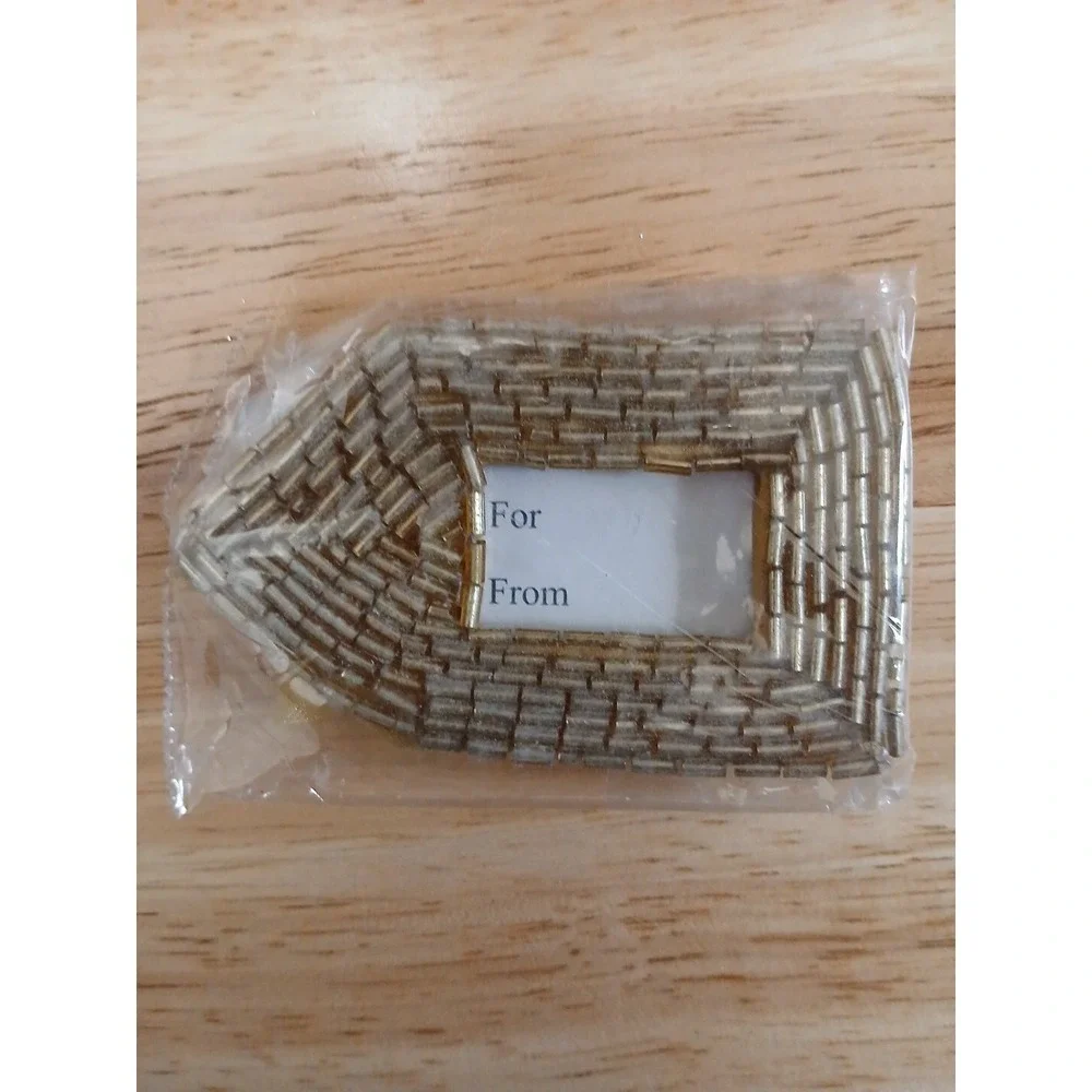 5 Gold Beaded Gift Tags Mini Frames Christmas Present Holiday Gift Hallmark